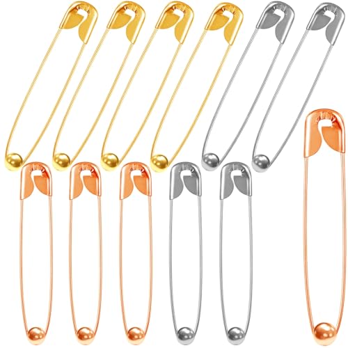 VAMA Fashions Silver Gold Rose Gold Plated Metal Safety Pin Set Draping Saree Pallu Pleats Holding Hijab Locking Sewing Crafting Multipurpose Pins Combo Set for Women (Lehenga Safety Pins) - Image 1