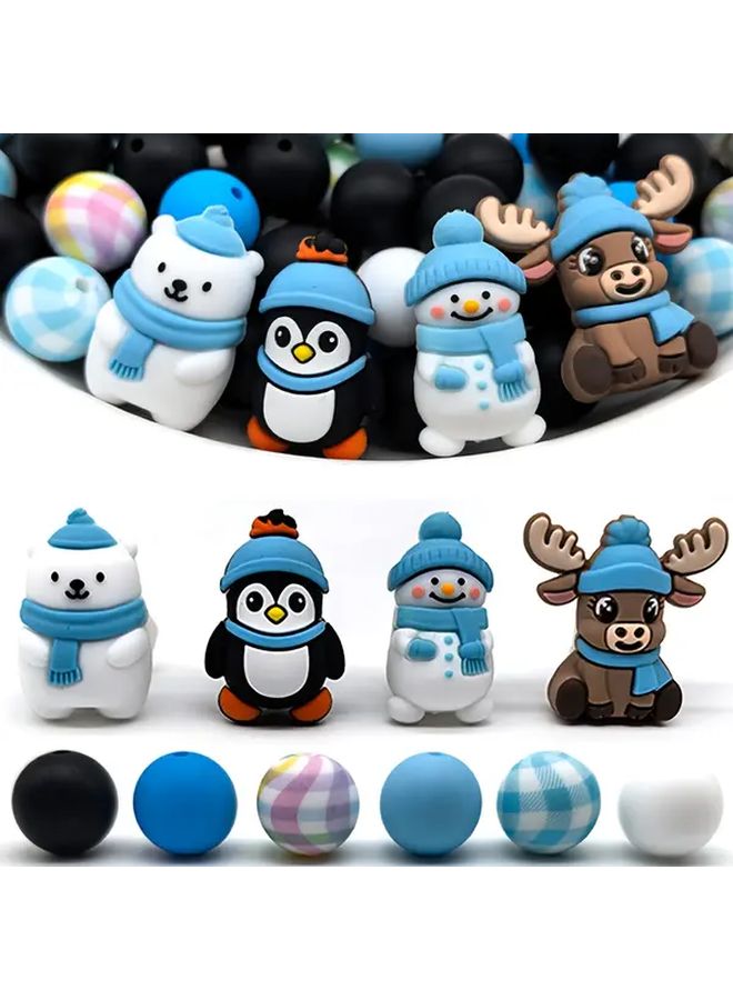 40Pcs Christmas Silicone Beads Set Penguin Snowman Designs Non Toxic For Jewelry Keychains - Image 2