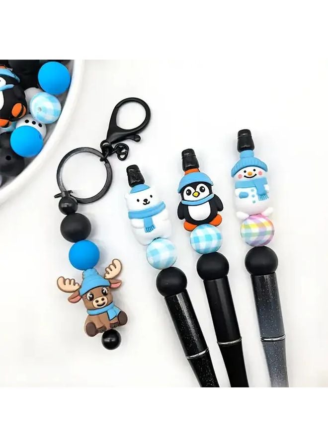 40Pcs Christmas Silicone Beads Set Penguin Snowman Designs Non Toxic For Jewelry Keychains - Image 4