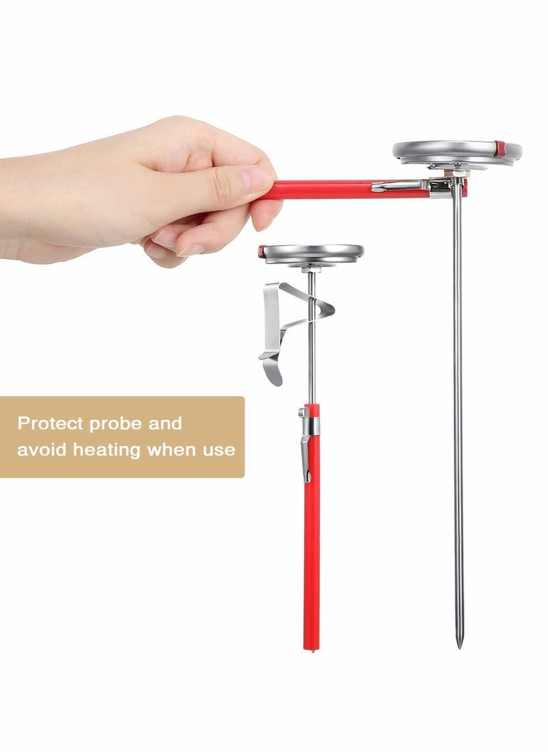 Excefore Deep Fry Thermometer,Stainless Steel Thermometer Instant Read 2 Inch Dial Thermometer 7.8 or 11.8 Inch Long Stem,with Metal Retaining Clip and 2 Pieces Plastic Sleeves-2 PCS  - Image 2