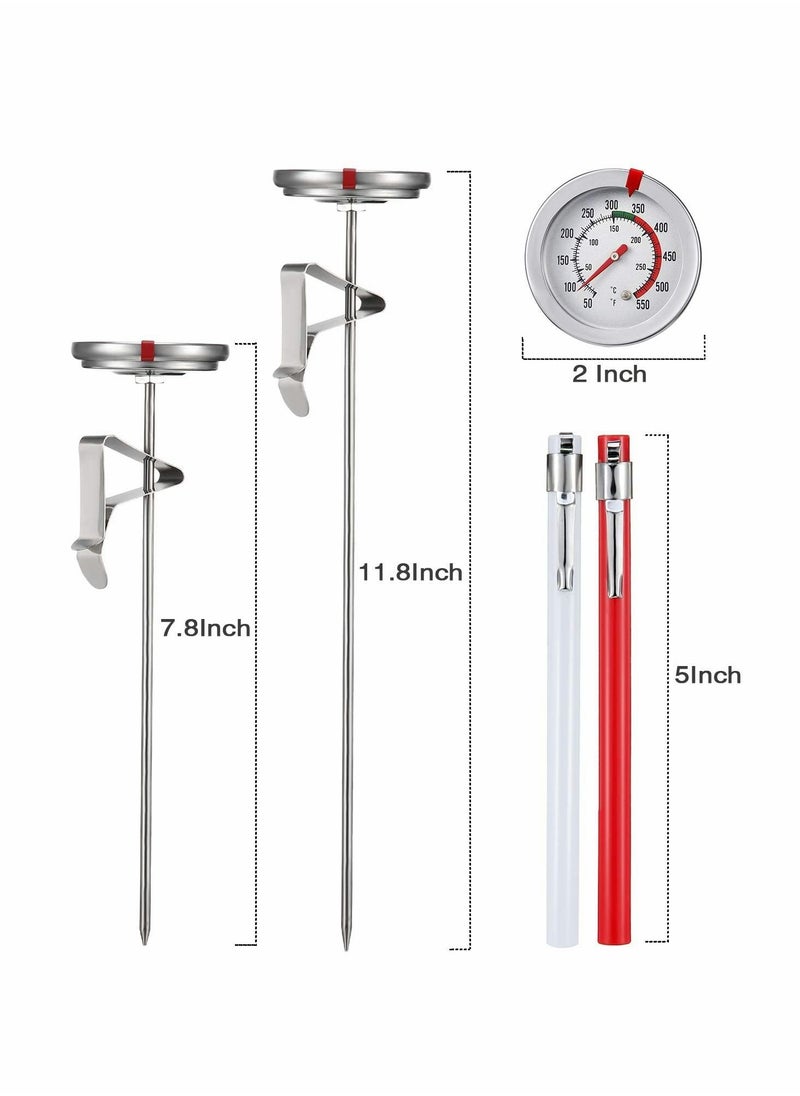 Excefore Deep Fry Thermometer,Stainless Steel Thermometer Instant Read 2 Inch Dial Thermometer 7.8 or 11.8 Inch Long Stem,with Metal Retaining Clip and 2 Pieces Plastic Sleeves-2 PCS  - Image 4