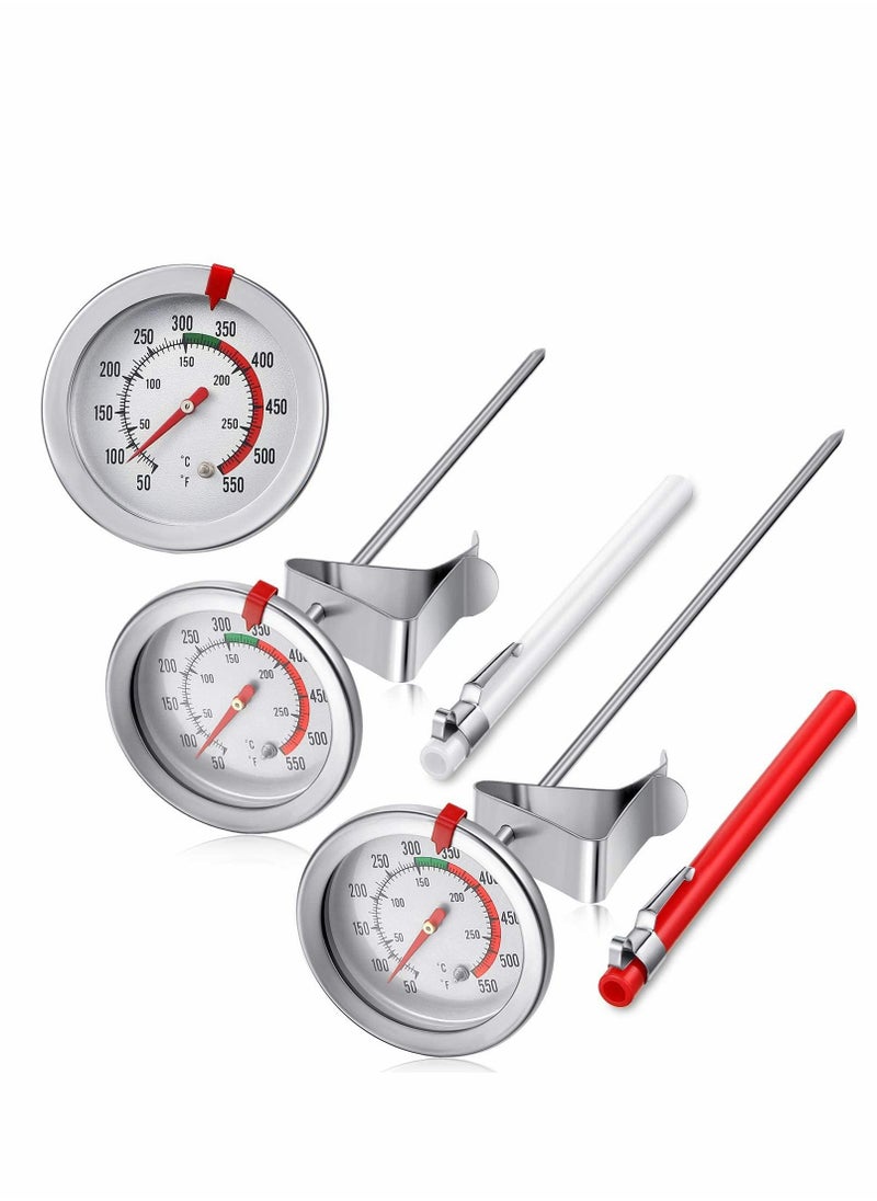 Excefore Deep Fry Thermometer,Stainless Steel Thermometer Instant Read 2 Inch Dial Thermometer 7.8 or 11.8 Inch Long Stem,with Metal Retaining Clip and 2 Pieces Plastic Sleeves-2 PCS  - Image 1