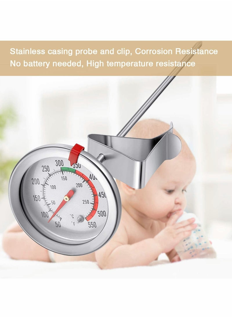 Excefore Deep Fry Thermometer,Stainless Steel Thermometer Instant Read 2 Inch Dial Thermometer 7.8 or 11.8 Inch Long Stem,with Metal Retaining Clip and 2 Pieces Plastic Sleeves-2 PCS  - Image 3