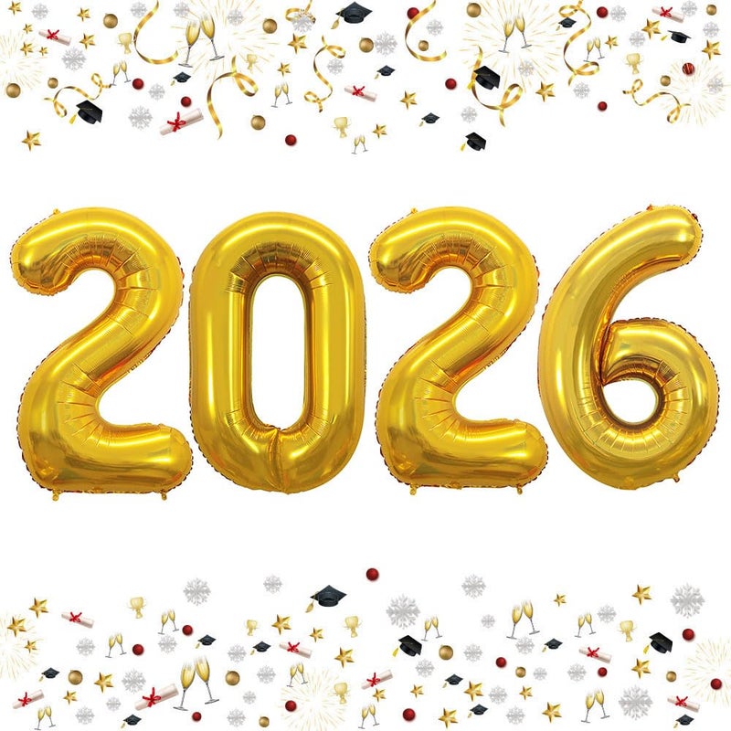 GOER 42 Inch 2026 Gold Foil Number Balloons for 2026 New Year Eve Festival Party Supplies Graduation Decorations - Image 2