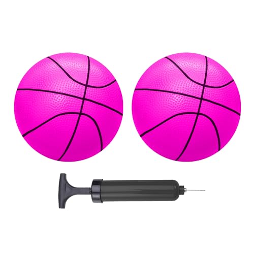 ABAJI Mini Basketballs Pink 2 Pack 5 Set with Pump Needle Durable Material for Mini Hoop 3 Years Toddlers Kids Teenagers for Pool Indoors Outdoors - Image 1