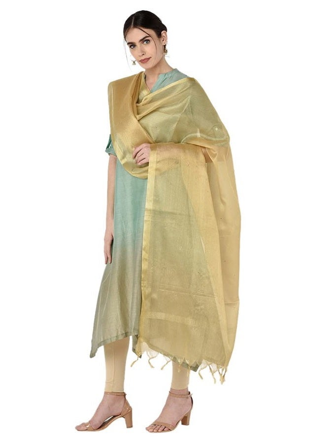 DUPATTA BAZAAR Women's Embellished Tissue Silk Gold Dupatta, Gold, One size - Image 3