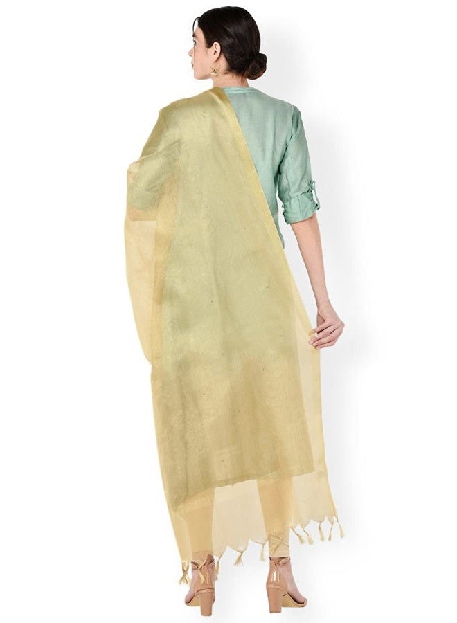 DUPATTA BAZAAR Women's Embellished Tissue Silk Gold Dupatta, Gold, One size - Image 4