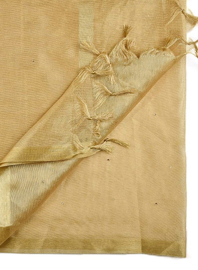 DUPATTA BAZAAR Women's Embellished Tissue Silk Gold Dupatta, Gold, One size - Image 5