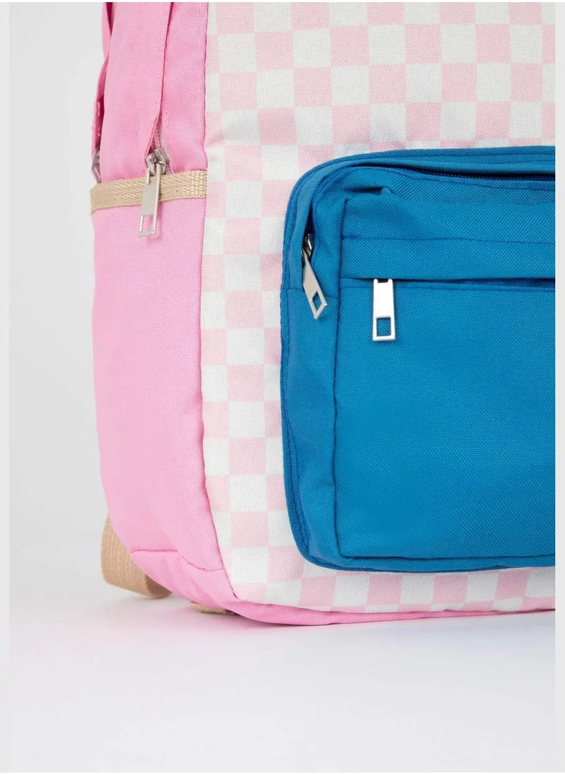 DeFacto Colour Block Check Print Big Backpack