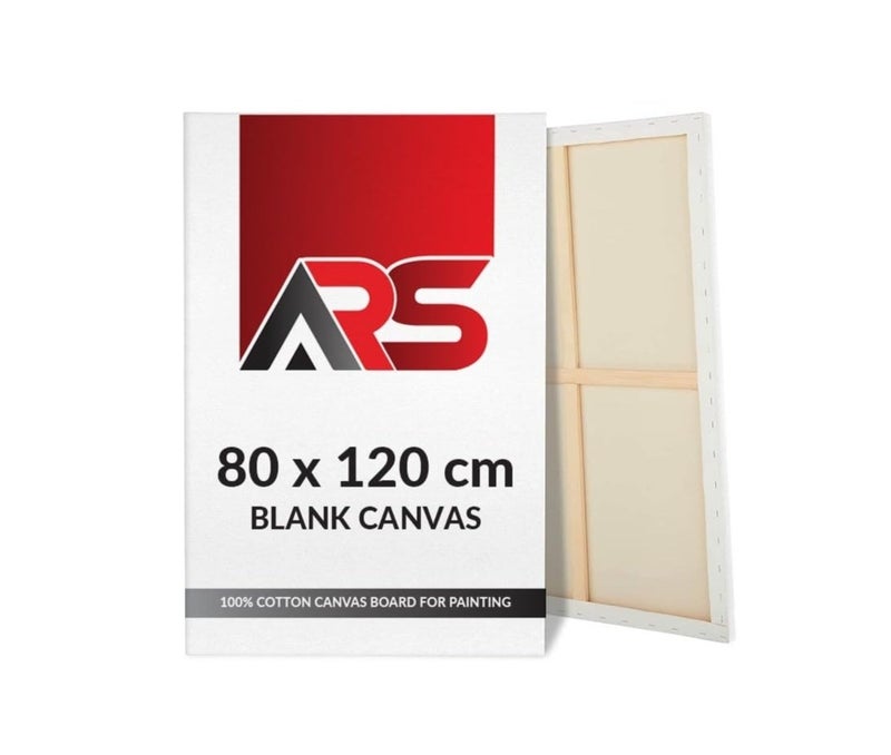 ARS Blank Canvas 80 x 120 cm White - this premium-quality canvas 100% Cotton Artist Canvas Boards and Panels For Painting, Acrylic Pouring, Oil Paint Dry & Wet Art Media - Image 1