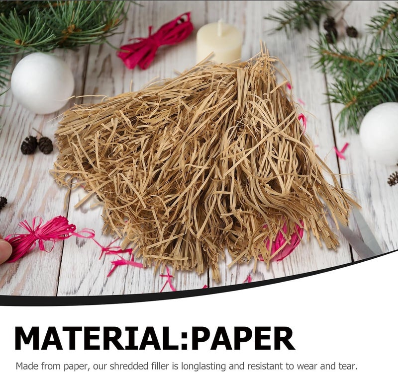 HANABASS Natural Raffia Paper Shreds Box Filler 200g Deep Kraft Color Decorative Shredded Packing Paper for Present Wrapping and Craft Packaging - Image 3