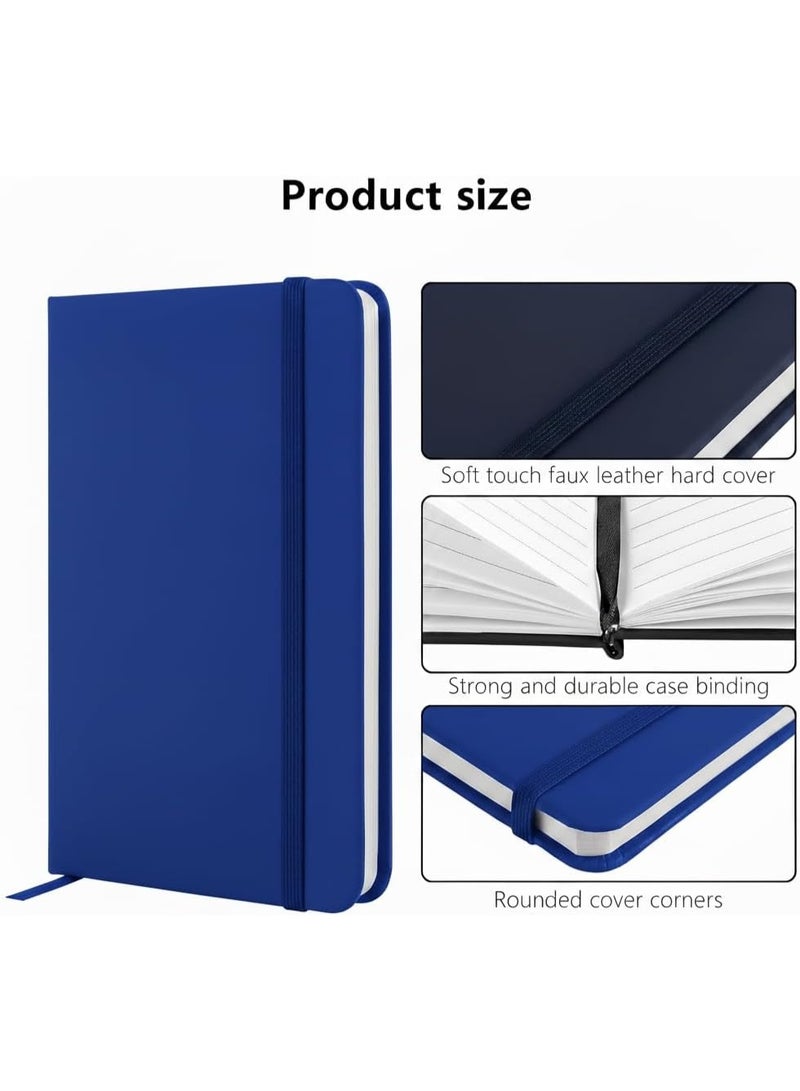 مفكرة جيب (نوت بوك) A6 بغلاف جلدي فاخر وشريط إغلاق مطاطي - أزرق - Image 2