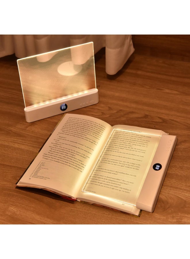 LED Book Light and Night Light 2 in 1, 3 Color Temperatures & Stepless Dimming, USB Rechargeable Reading Light with Timer for Night Reading (White) - Image 1
