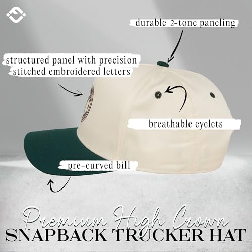 Funky Junque Vintage Green Hats: Embroidered Adjustable Snapback Dad Hat Trucker Baseball Cap Unisex - The Dirtier The Better - Green/Beige - Image 3