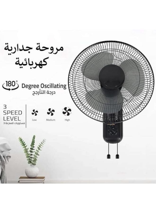 ماركة غير محددة - مروحة للتثبيت على الحائط مزودة ب 3 شفرات عالية الأداء و 3 سرعات, محرك نحاسي سلس عالي الاداء و موفر للطاقة يعمل بدون ضوضاء - Image 1