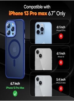 ESCASE Magnetic Case for iPhone 13 Pro Max, Compatible with MagSafe Shockproof Protection Cover, Translucent Matte Phone Case with Strong Magnet, Slim Case for Apple 13 Pro Max 6.7 Inch (2021)-Blue  - Image 2