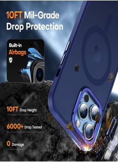 ESCASE Magnetic Case for iPhone 13 Pro Max, Compatible with MagSafe Shockproof Protection Cover, Translucent Matte Phone Case with Strong Magnet, Slim Case for Apple 13 Pro Max 6.7 Inch (2021)-Blue  - Image 5