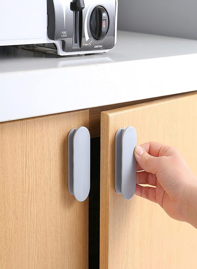 DHVSAM Adhesive Cabinet Handles, Self-Stick Instant Cabinet Handles Alloy No Drilling Push Pull Handles Helper for Kitchen Cabinet Drawer Window Sliding Closet (White, 4 Pcs) - Image 4