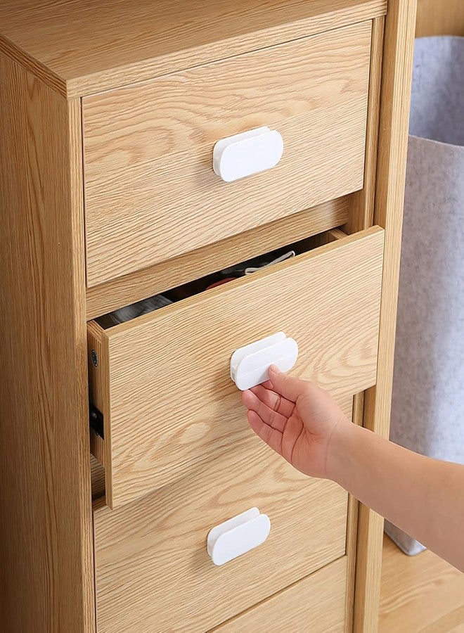 DHVSAM Adhesive Cabinet Handles, Self-Stick Instant Cabinet Handles Alloy No Drilling Push Pull Handles Helper for Kitchen Cabinet Drawer Window Sliding Closet (White, 4 Pcs) - Image 3