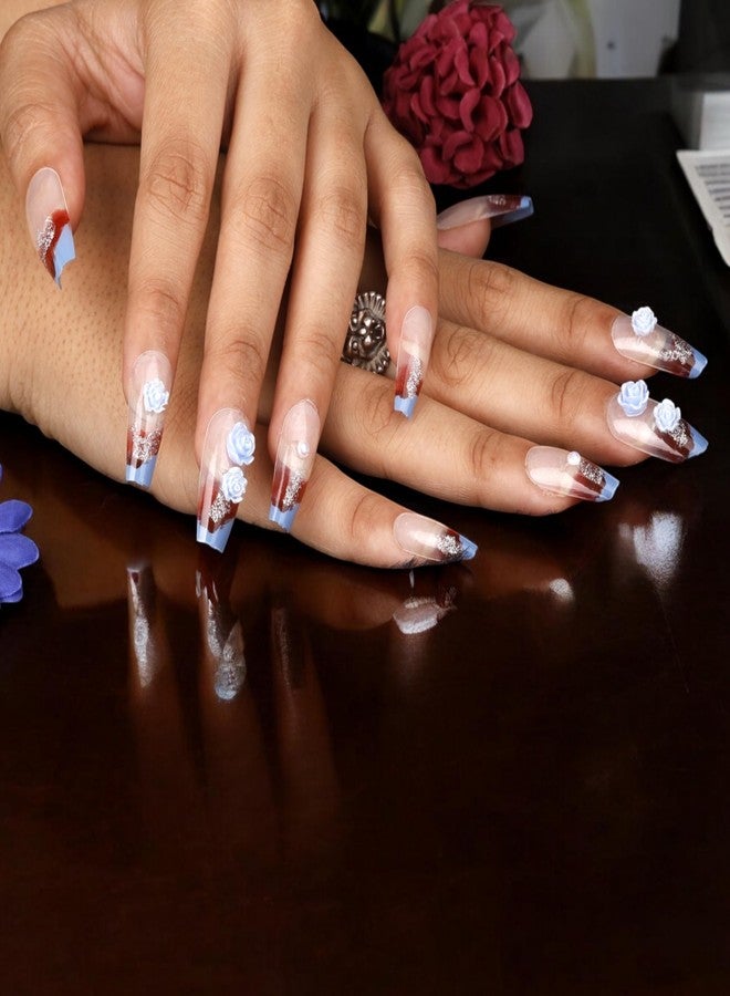 Hexwell أظافر هيكسويل الاصطناعية اللاصقة للنساء، 12 قطعة قابلة لإعادة الاستخدام، أظافر صناعية مناسبة لحفلات الزفاف والمكاتب (متعددة الألوان، تصميم-4) - Image 3