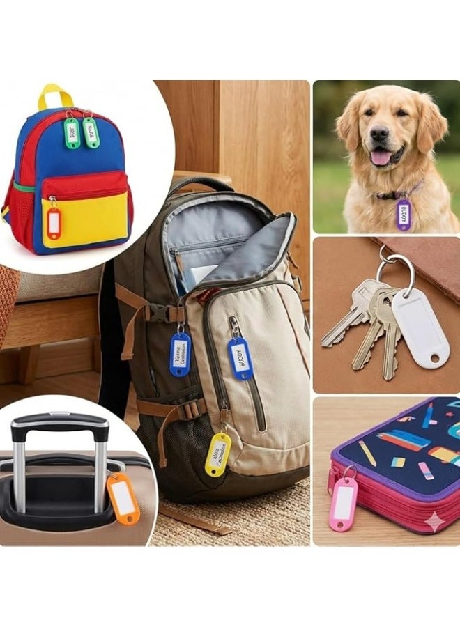 متجر ماى سوق :طقم بطاقات تعريف المفاتيح بلاستيك ملونة مع حلقة معدنية وورقة كتابة - منظّم مفاتيح للمكتب والمنزل(100 قطعة) - Image 4