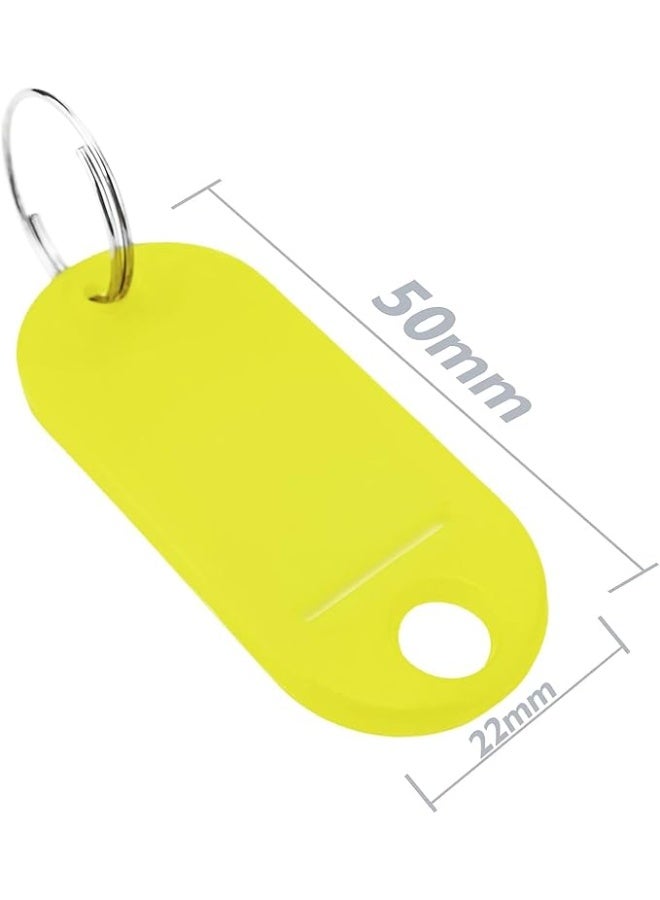 متجر ماى سوق :طقم بطاقات تعريف المفاتيح بلاستيك ملونة مع حلقة معدنية وورقة كتابة - منظّم مفاتيح للمكتب والمنزل(100 قطعة) - Image 3