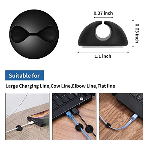 CHEFBEE 8 Pack Adhesive Cable Clips, Cable Cord Holder Organizer Management System for Desk, Wire Clips for All Your Computer, Electrical, Charging or Mouse Cord, Black - Image 2