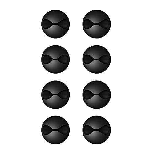 CHEFBEE 8 Pack Adhesive Cable Clips, Cable Cord Holder Organizer Management System for Desk, Wire Clips for All Your Computer, Electrical, Charging or Mouse Cord, Black - Image 1