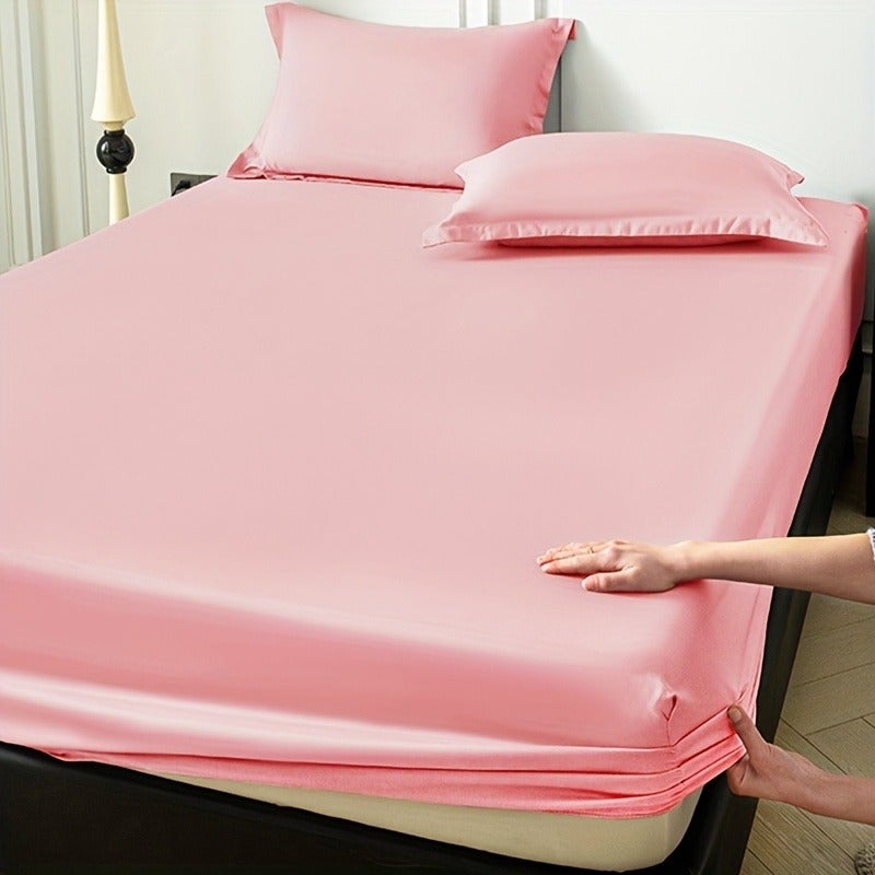 Soft Breathable Microfiber Fitted Sheet Suitable for - Machine-Washable Bedspread, Brushed Texture for Warmth, Solid Color Minimalist Bed, Comfortable for &, Fits Most Bed Frames - Image 1