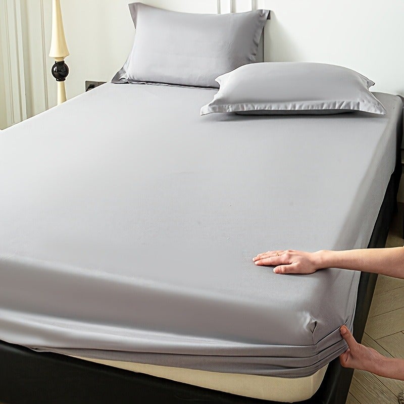 Soft Breathable Microfiber Fitted Sheet Suitable for - Machine-Washable Bedspread, Brushed Texture for Warmth, Solid Color Minimalist Bed, Comfortable for &, Fits Most Bed Frames - Image 2