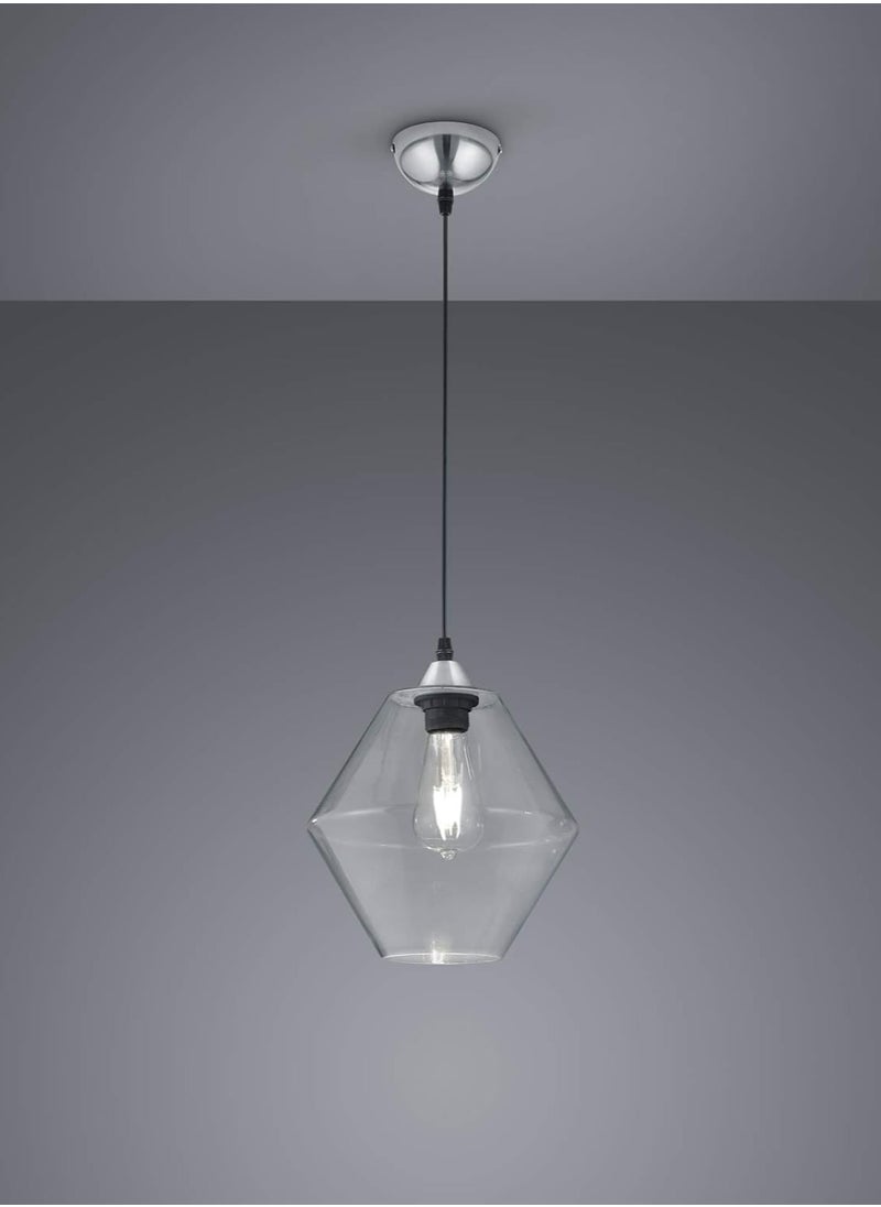 Generic Reality Leuchten Trento Pendant Light Metal Matte Nickel Clear Glass  - Image 2