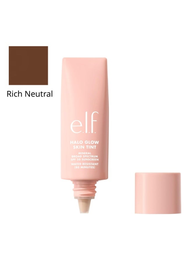 elf Halo Glow Skin Tint SPF 50, Tinted Moisturizer For Light, Creates A Natural Glow, Rich Neutral - Image 1