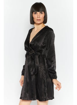Mohito Women Solid Mini Dress, Black  - Image 1