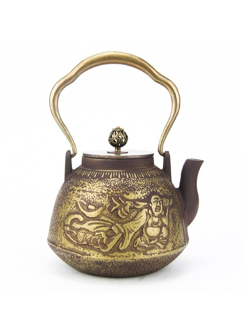 Tealand Durable Coated with Enamel Interior Cast Iron Teapot with Stainless Steel Infuser for Brewing Loose Tea Leaf 1.1 Liter (Red-Brown) w/ 2 cups - Image 2
