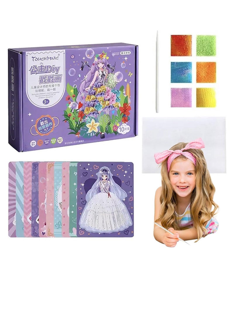 KASTWAVE Fabric Art DIY Toys for Kids, Fabric Art Frenzy, Activity Poking Painting Kit DIY Crafts, Childhood Infinite Dream Hand-Painted, Paper Craft Kit for Girls Age 3-8, Kids Arts Crafts Kit - Image 1