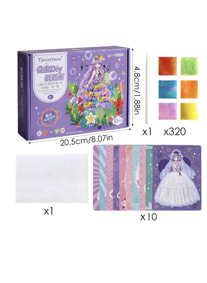 KASTWAVE Fabric Art DIY Toys for Kids, Fabric Art Frenzy, Activity Poking Painting Kit DIY Crafts, Childhood Infinite Dream Hand-Painted, Paper Craft Kit for Girls Age 3-8, Kids Arts Crafts Kit - Image 4