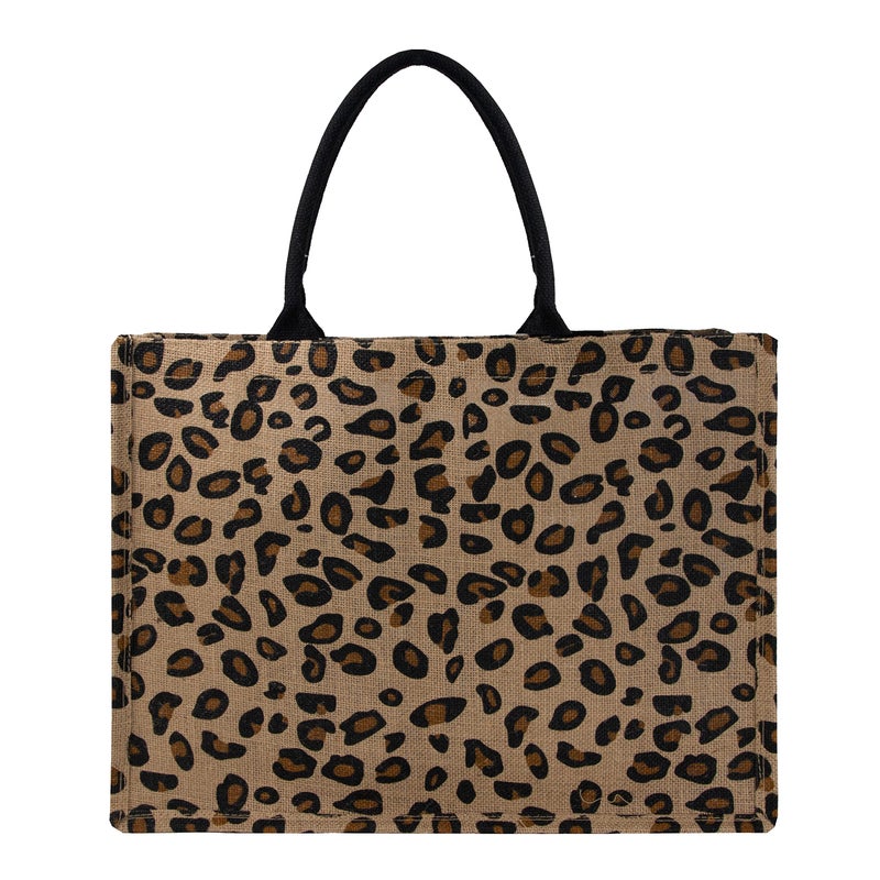 Hibala Woven Large Beach Bag Straw Beach Tote Handmade Weaving Shoulder Tassel Bag Handbag (Leopard) - Image 5
