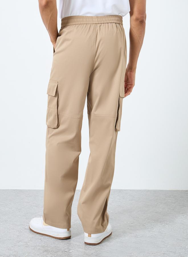 Styli Men Beige Woven Relaxed Fit Open Hem Joggers - Image 4