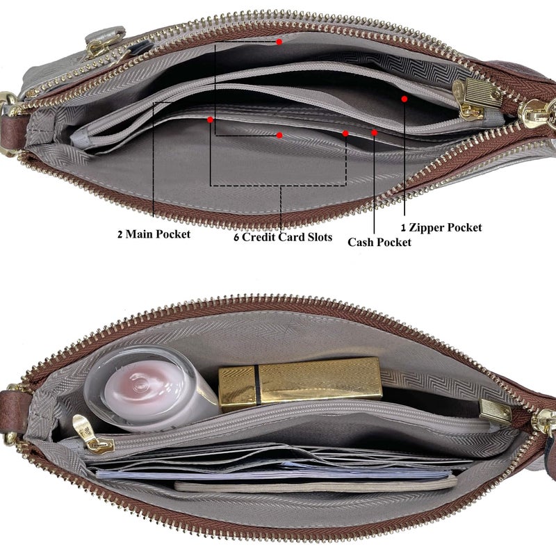 Beurlike Leather Wristlet Wallet Clutch Purses For Women Small Crossbody Phone Bags(Vegan Leather Coffee) - Image 5