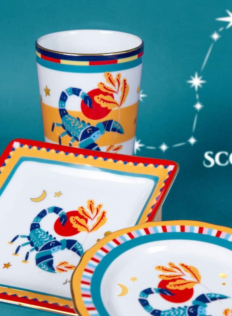 Baci milano Porcelain Cup with Lid/Saucer – Scorpio (Ø 9 cm, H 12 cm) - Image 2