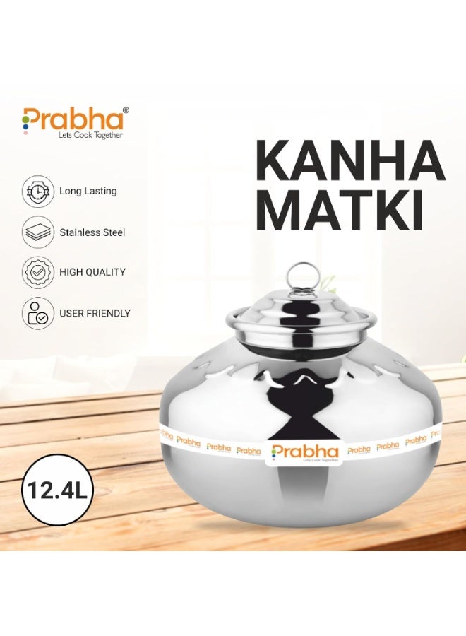 Prabha Stainless Steel Kanha Matki 12.4L - Modern Design, Ideal Storage Solution for Home & Kitchen - Image 3