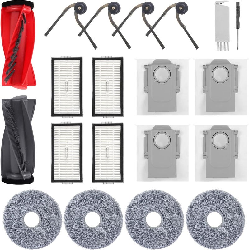 Spofan Accessory Replacement for Roborock Saros 10R, Saros 20, Qrevo CurvX, Qrevo Edge 2 | Qrevo Curv 2 Pro/2 ProX Robot Vacuum Cleaner, 1 Main Brush, 4 Side Brushes, 4 HEPA Filters, 4 Wipes, 4 Dust Bags - Image 1