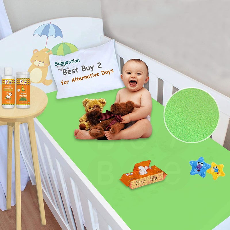 A CUBE LUXURY SOLUTIONS Waterproof Baby Bed Protector Dry Sheet for Newborn Babies Baby Water Resistant Medium Size Dry Sheet Size 70x100CM Green - Image 2