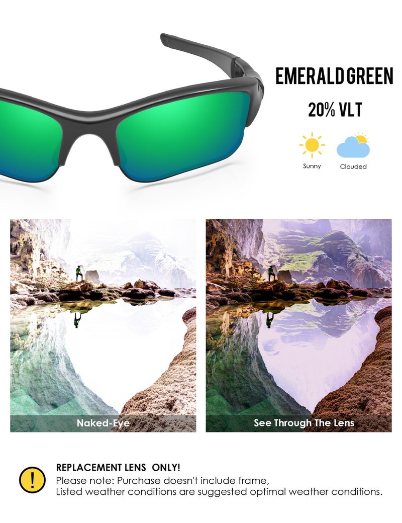 BLAZERBUCK Polycarbonate Polarized Replacement Lenses & Sock Kit for Oakley Flak Jacket XLJ OO9009 - Emerald Green AR Coated - Image 3