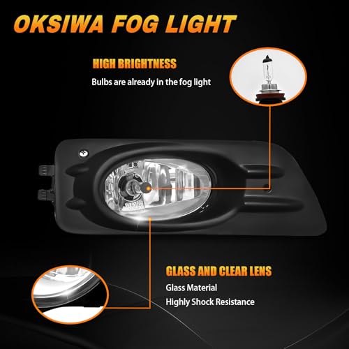 OKSIWA Halogen Fog Light for 2006 2007 Honda Accord Sedan,Fog lamp Assembly Replacement, IP67 Waterproof, Clear Lens,Include Fog Wiring Harness - Image 3