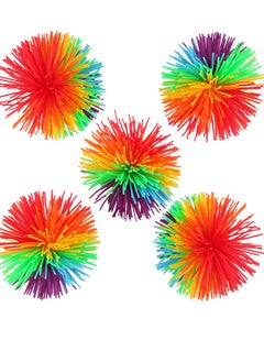 Daytoyz 5PCS Monkey Stringy Balls Sensory Toy Fidget Toy Colorful Soft Silicone Pom Bouncy Stress Balls for Kids, Adults(2.36 Inch)  - Image 1