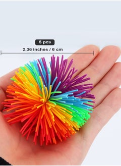 Daytoyz 5PCS Monkey Stringy Balls Sensory Toy Fidget Toy Colorful Soft Silicone Pom Bouncy Stress Balls for Kids, Adults(2.36 Inch)  - Image 2