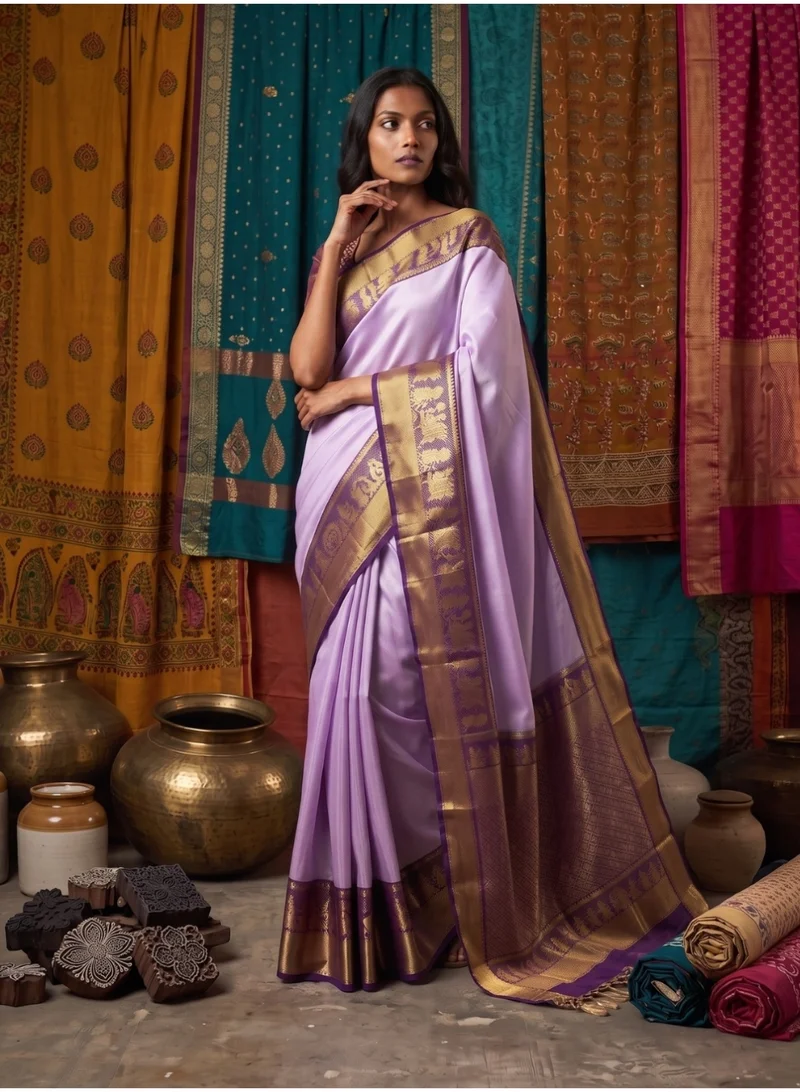 Nool  Radham Iris Kanchipuram Silk Saree with Unstitched Blouse for Women | Best Price UAE