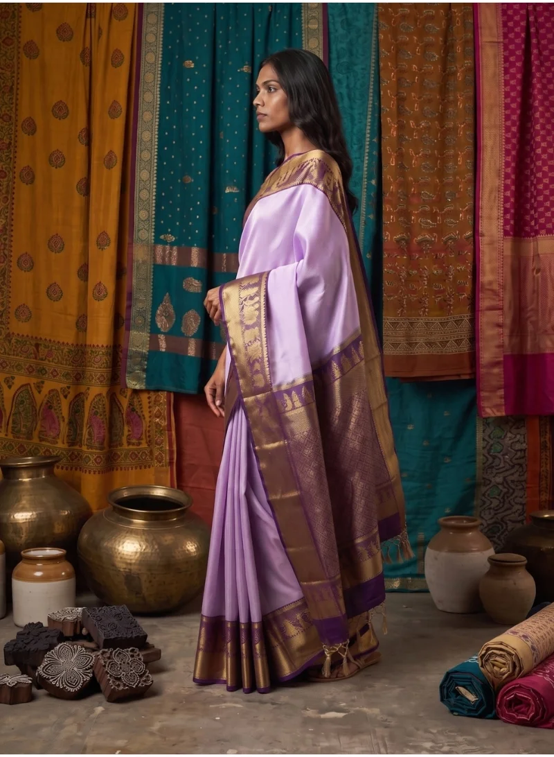 Nool  Radham Iris Kanchipuram Silk Saree with Unstitched Blouse for Women | Best Price UAE