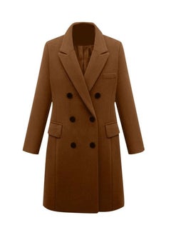 Loquat Women's Autumn Winter Mid-length Wool Double-Breasted Wool Overcoat 